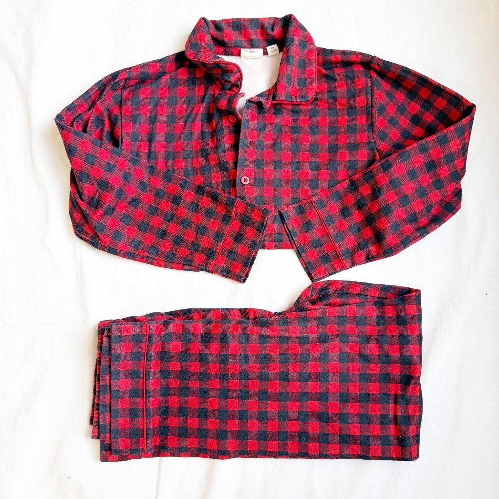Bass Pro Shops Outdoor Kids Red Black Buffalo Plaid Pajama Set Size 7/8